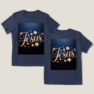 Gold Jesus Schrift Blau  Tri-Blend Shirt