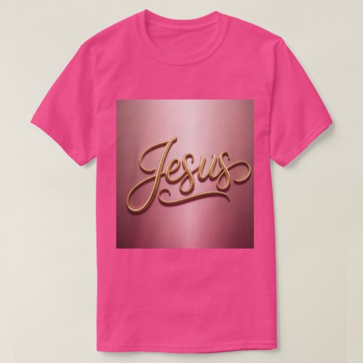 Gold Jesus Schrift Pink Basic Herren T-Shirt (Design vorne)