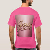Gold Jesus Schrift Pink Basic Herren T-Shirt (Rückseite)