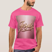 Gold Jesus Schrift Pink Basic Herren T-Shirt (Vorderseite)