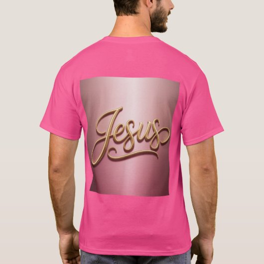 Gold Jesus Script Pink Basic Men's T-Shirt (Rückseite)