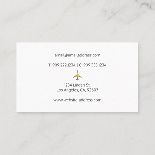 Gold Jet Business Card - Luxuriöses Reisedesign Visitenkarte (Rückseite)
