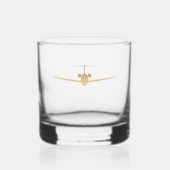 Gold-Jet-Flugzeug Whiskyglas (Vorderseite)