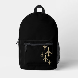 Gold Jet Muster Backpack Pilot-Geschenk Bedruckter Rucksack