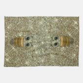 Gold Jewel Owl Geschirrtuch (Horizontal)