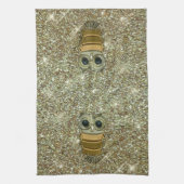 Gold Jewel Owl Geschirrtuch (Vertikal)