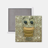 Gold Jewel Owl Magnet (Vorderseite/Rückseite)