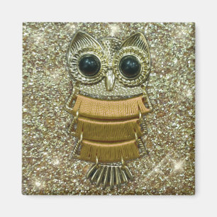 Gold Jewel Owl Magnet