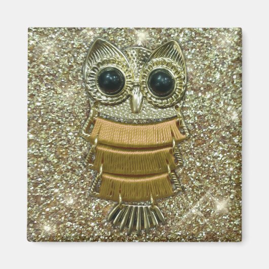 Gold Jewel Owl Magnet (Vorne)