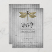 Gold Jeweled Dragonfly Wedding RSVP (Vorne/Hinten)