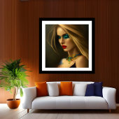 Gold Jewels bronze Blonde women blue dark fantasy Poster