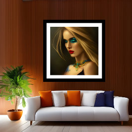 Gold Jewels bronze Blonde women blue dark fantasy  Poster
