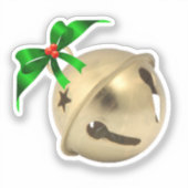 Gold Jingle Bell Aufkleber (Vorderseite)