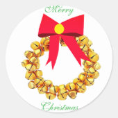 Gold Jingle Bells Wreath Umschlag Aufkleber (Vorderseite)