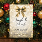 Gold Jingle & Mingle Christmas Party Bow & Lights Einladung