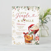 Gold Jingle & Mingle Christmas Santa Cocktail Einladung (Stehend Vorderseite)
