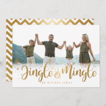 Gold Jingle und Mingle Holiday Card