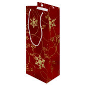Gold Joy Christmas Wine Geschenktasche Geschenktüte Für Weinflaschen (Rückseite Schrägansicht)