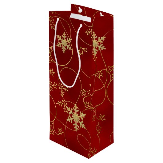Gold Joy Christmas Wine Geschenktasche Geschenktüte Für Weinflaschen (Rückseite Schrägansicht)