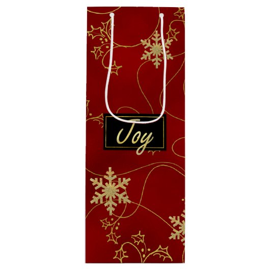 Gold Joy Christmas Wine Geschenktasche Geschenktüte Für Weinflaschen (Vorderseite)