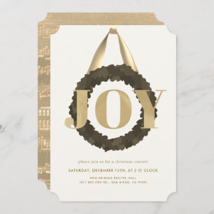 Gold JOY Green Wreath Weihnachtskonzert Erwägung Einladung