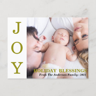Gold JOY Holiday Segen Foto Holiday Card Feiertagspostkarte
