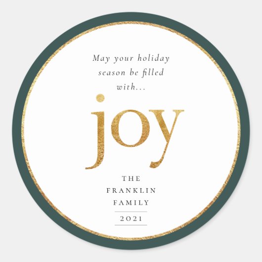 Gold Joy Modern Christmas Classic Round Sticker (Vorderseite)