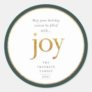 Gold Joy Modern Christmas Classic Round Sticker