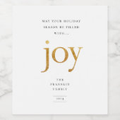 Gold Joy Moderne Weihnachten Weinetikett (Einzelnes Label)