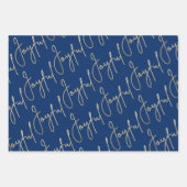 Gold JOYFUL auf Blue Geschenkpapier Set (Vorderseite 3)