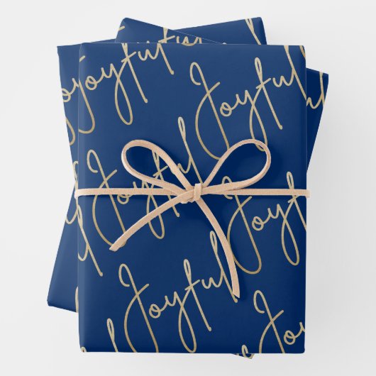 Gold JOYFUL auf Blue Geschenkpapier Set (Beispiel)