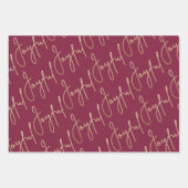 Gold JOYFUL auf Cranberry Geschenkpapier Set (Vorderseite 2)