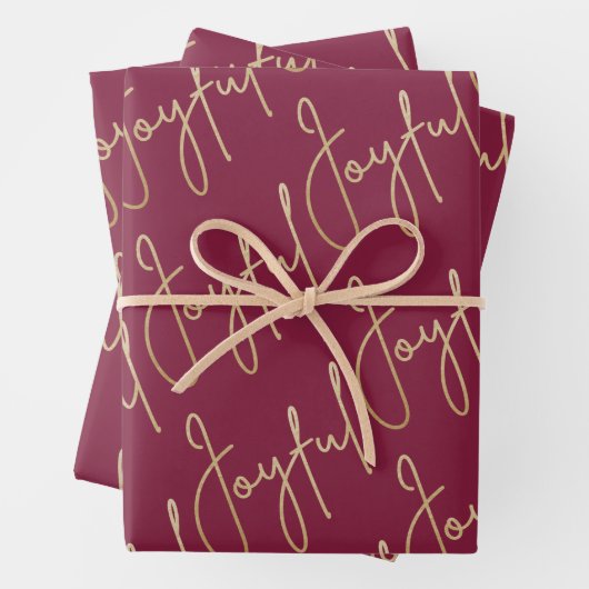 Gold JOYFUL auf Cranberry Geschenkpapier Set (Beispiel)