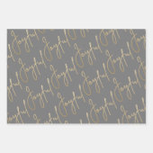 Gold JOYFUL auf Grau Weihnachten Geschenkpapier Set (Vorderseite 2)