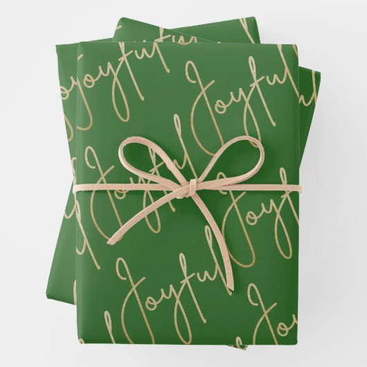 Gold JOYFUL auf Green Geschenkpapier Set (Beispiel)