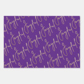 Gold JOYFUL auf Lila Geschenkpapier Set (Vorderseite 2)