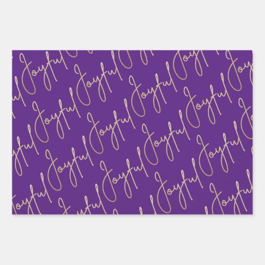 Gold JOYFUL auf Lila Geschenkpapier Set (Vorderseite 2)