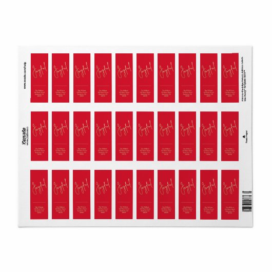 Gold JOYFUL auf Red Christmas Rücksendeadresse (Vorne)