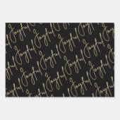 Gold JOYFUL auf schwarz Geschenkpapier Set (Vorderseite 2)