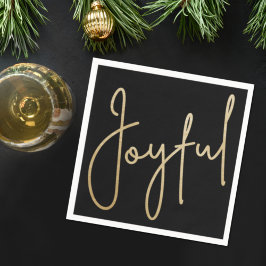 Gold JOYFUL auf schwarzen Weihnachten Serviette