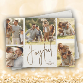 Gold JOYFUL Multi Foto Christmas Feiertagskarte