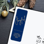 Gold JOYFUL on Blue Christmas Return Address