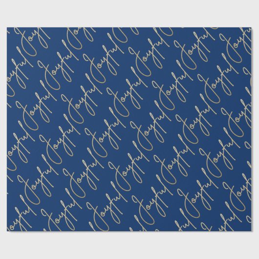 Gold JOYFUL on Blue Geschenkpapier (Flach)