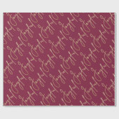 Gold JOYFUL on Cranberry Geschenkpapier (Flach)