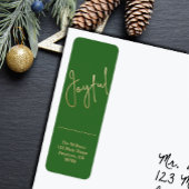 Gold JOYFUL on Green Christmas Return Address