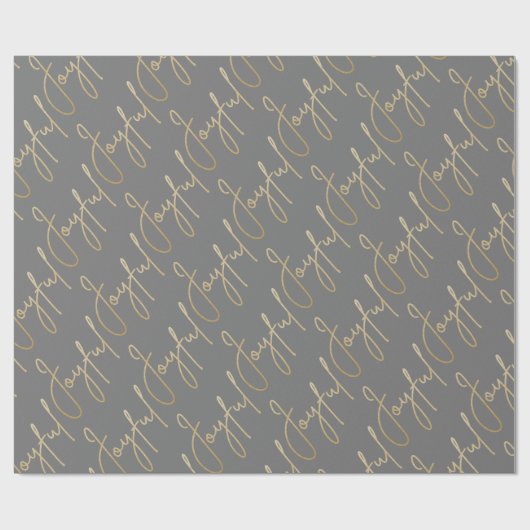 Gold JOYFUL on Grey Geschenkpapier (Flach)