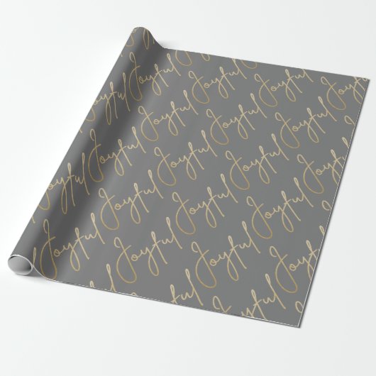 Gold JOYFUL on Grey Geschenkpapier (Ungerollt)