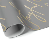 Gold JOYFUL on Grey Geschenkpapier (Rolleneckpunkt)