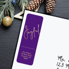 Gold JOYFUL on Purple Christmas Return Address