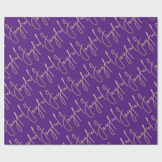 Gold JOYFUL on Purple Geschenkpapier (Flach)